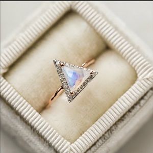 Local Eclectic Carrie Elizabeth Rose Gold Moonstone Diamond Ring 6